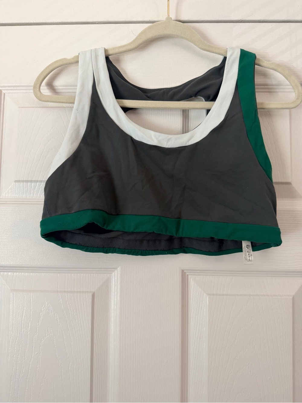 FP Movement by Free People Grey, White & Green Colorblock Sports Bra